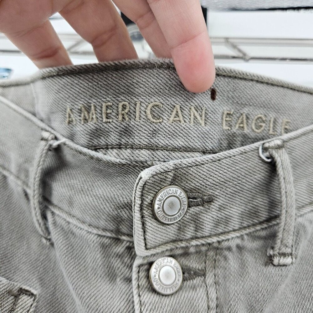 American Eagle Wide Leg Crop Jeans Green Women’s Size 2 High Rise Button Fly - Picture 4 of 11
